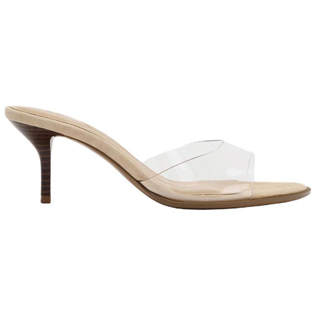 Zara Lightweight Elegant Mule Shoes Plastic Square Toe High Heel Anti-Friction Slide Sandals Women footwear Light-Beige 12362510111