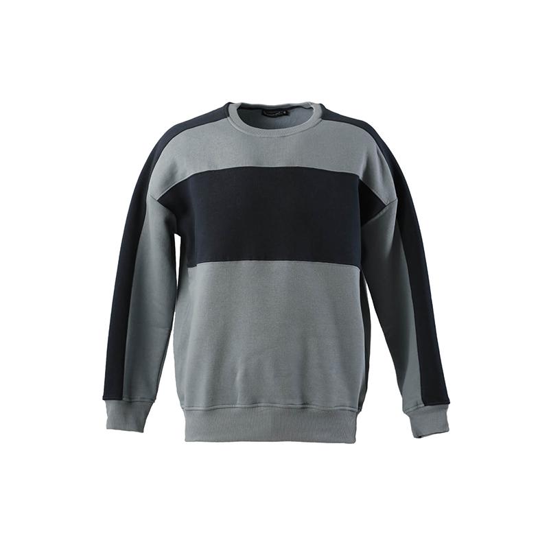 

Мужская толстовка с круглым вырезом в полоску и детальной отделкой дымчатая L серый