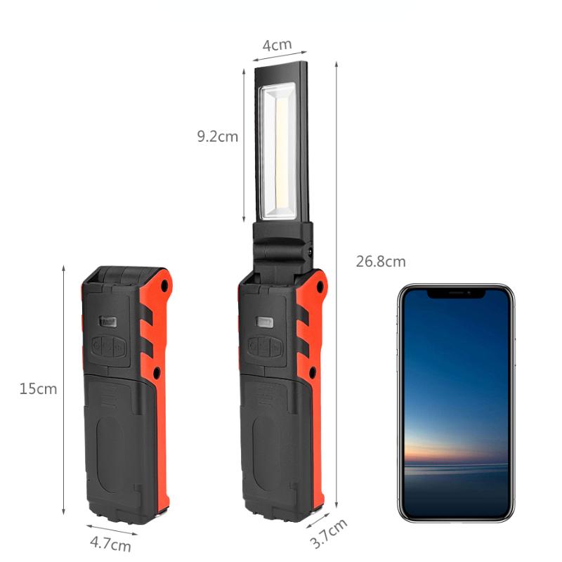Dimmable COB LED Work Light USB Rechargeable Flashlight with Magnetic &Hook Power Bank Inspection Lamp for Car Repair Camping
