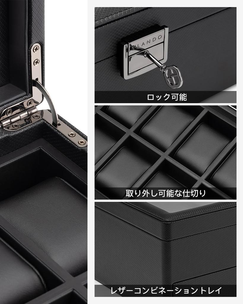 Vlando PU Hodinky Pojme 10 Úložný Doplněk Displej Narozeninový Dárkový Pouzdro, Hodinky, Dvoupatrový Design, Pánská Krabička, Pouzdro, Pouzdro, Organizér,