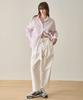 GRIDAJ Cotton Bio-Washed Belted Double-Pleated Pants _ White