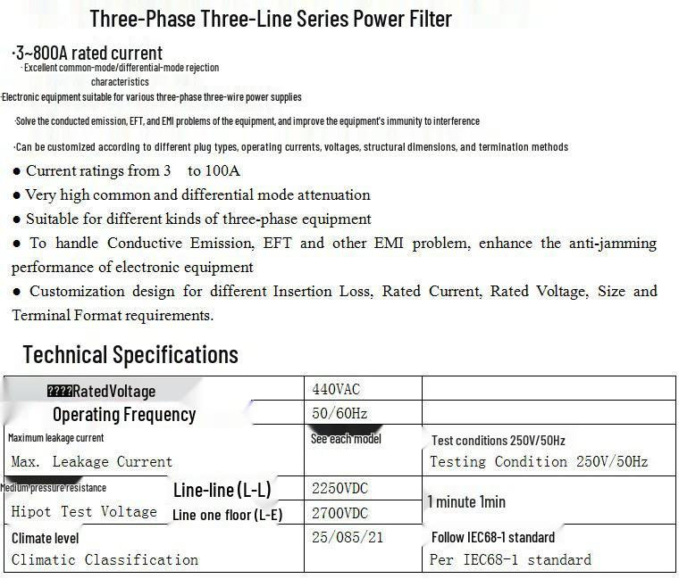 Three-Phase 20A 380V/440V Power Filter AN-20C12EB Bolt-on Inductor