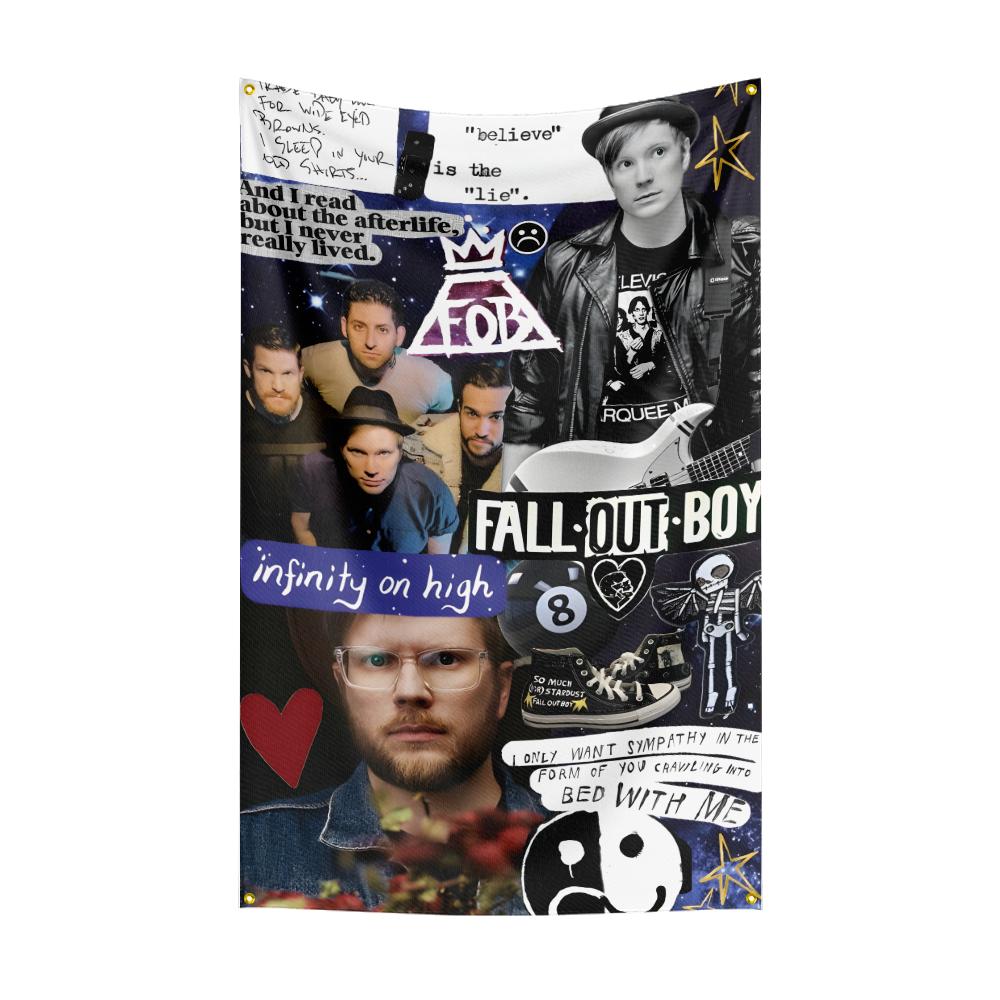Ffall Out Boy Flag Rock Music Band Banner   Hd Printing Tapestry Exhibition Music Band Fans Garage Decor