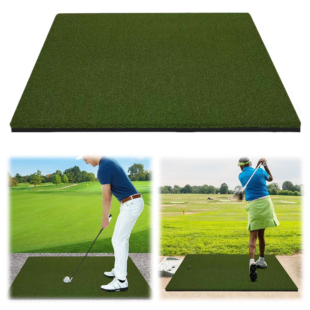 Universal Dual-Turf Golf Mat 5 X 5 FT Shock Absorption Golf Training Swing Mat for Indoor & Outdoor Golf Training Swing Chipping