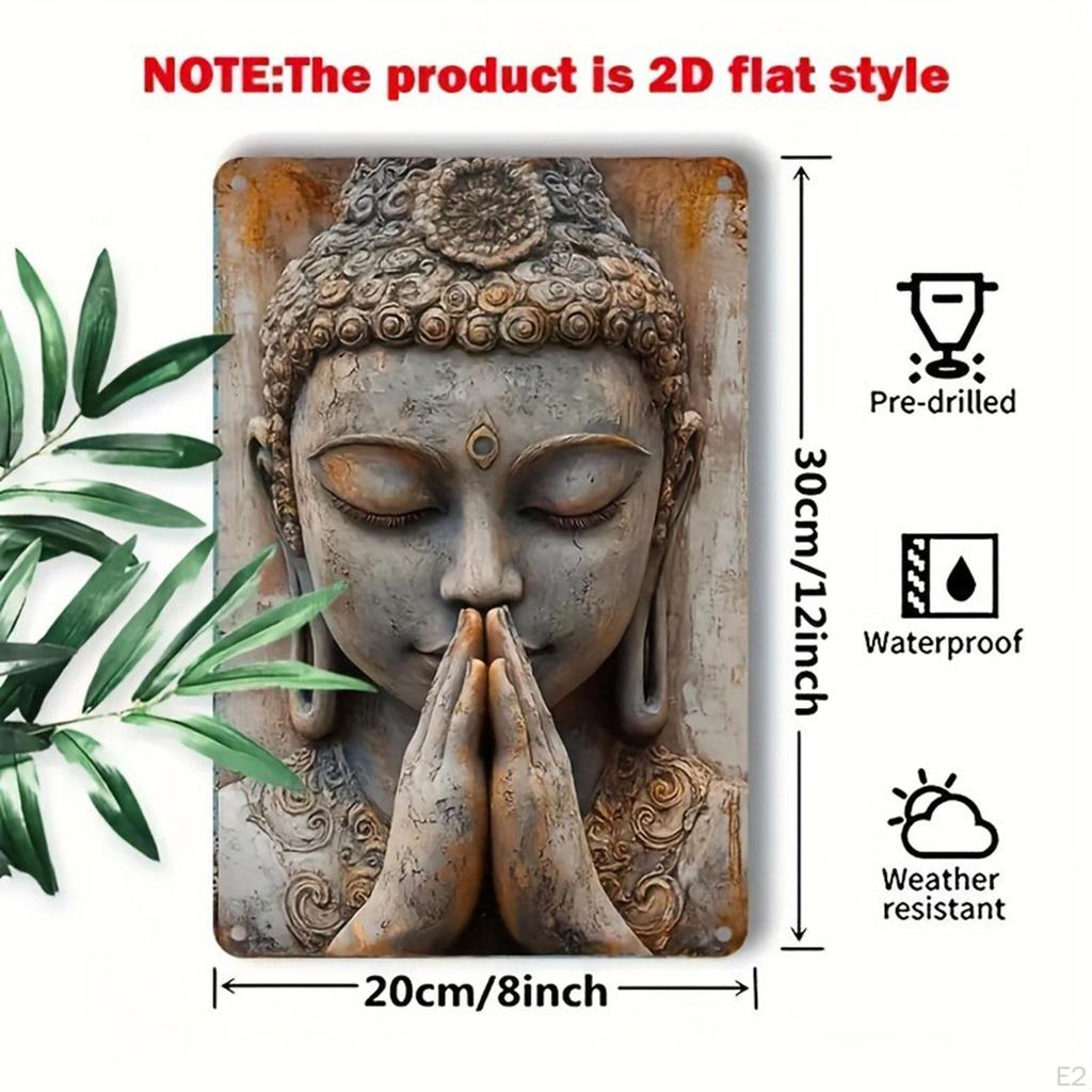 Buddha Wandplakette Ornament 2D Flach Geschenke Vielseitige Metallkunst Dekor Zubehör für Schrank