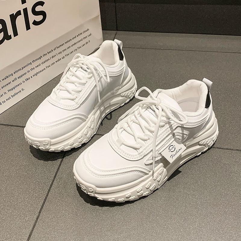 Platform White Shoes Women's 2025 New Popular Spring Leisure Sports Heightening Dad Muffin Summer Breathable Soft Bottom