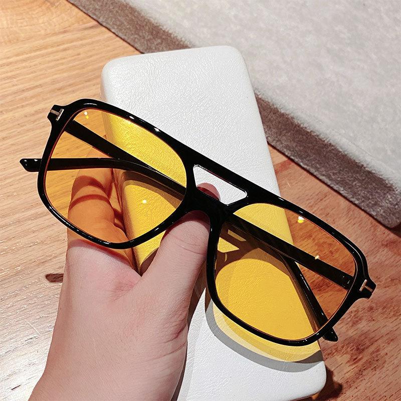 T Şeklinde Çift Kirişli Moda Güneş Gözlüğü Trend Güneş Gözlüğü Retro Moda Güneş Gözlüğü Kadın