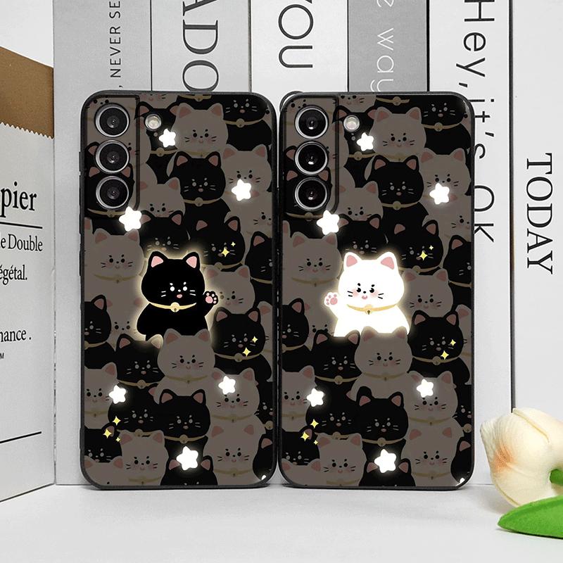 Cartoon Black White Cat Couple Phone Case for OnePlus 13 12 13R 11 10 9 8 Pro Nord 4 N100 N20 CE3 ACE2 ACE3 5G Paired Soft Cover