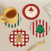Christmas Tree Holiday Coasters Pvc Santa Claus Gingerbread Man Drink Coasters Durable Heat Resistant Cup Placemat Home Decor