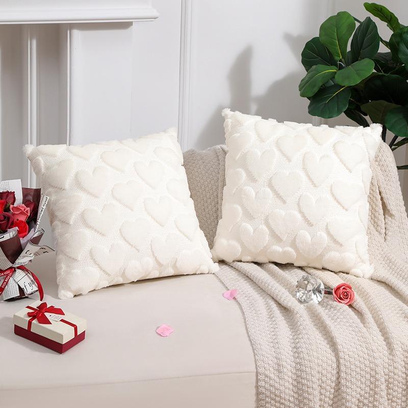 Valentine's Day Heart Cushion Cover 45x45cm Solid Pillowcase for Living Room Sofa Holiday Home Decor