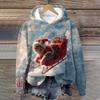 Women's Fashion Long Sleeve Christmas Print Loose Hooded Sweatshirt Top