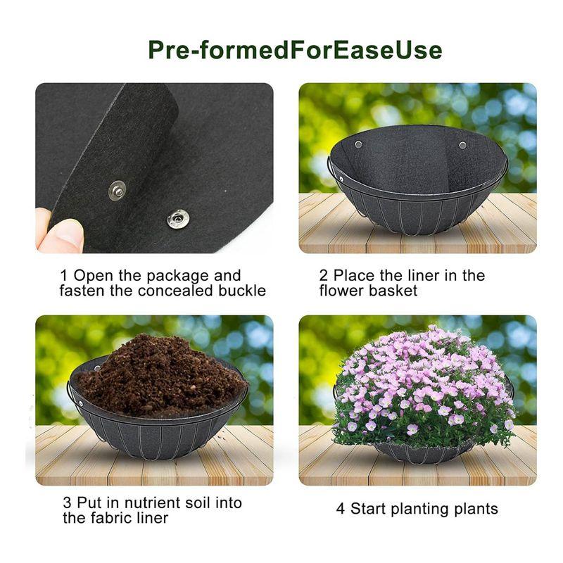 ABUL-3PCS Hanging Flower Basket Liners Set Fabric Hanging Plant Liners Set Round Planter Liners Non-Woven Black Felt Liners 16In