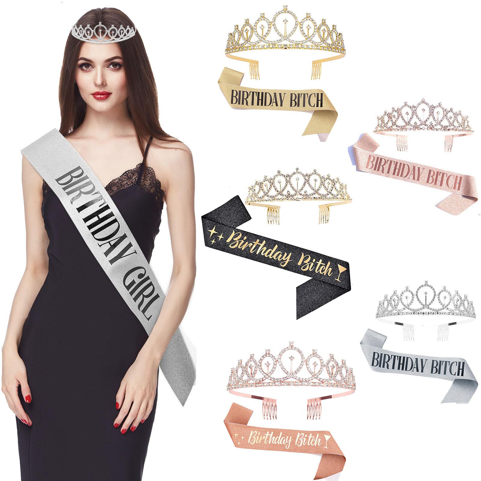 

(Отличный дом)Комплект короны для именинницы, сверкающая корона с таким же плечевым ремнем, подарки на день рождения, украшения для девочек