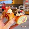 Stress Relief Strawberry Swiss Roll Squeeze Toy Cake-Shaped Stress Toy  For Kids Adults