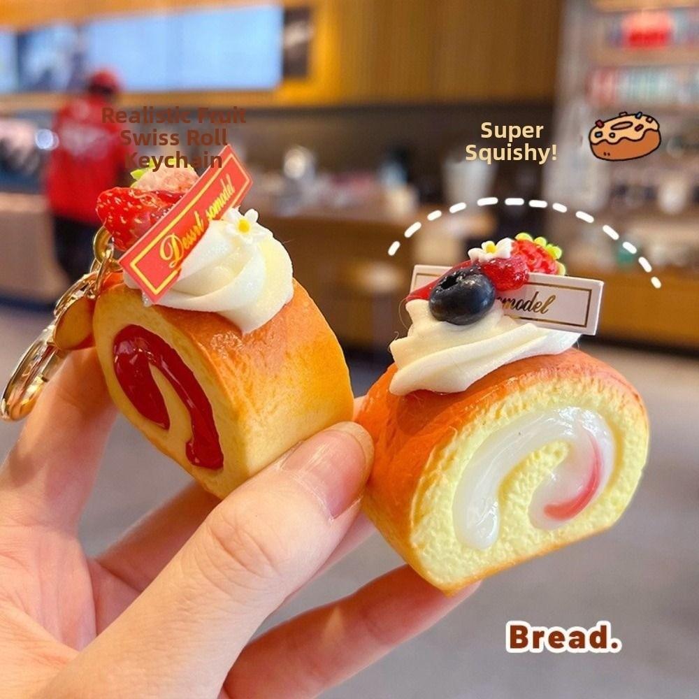 Stress Relief Strawberry Swiss Roll Squeeze Toy Cake-Shaped Stress Toy For Kids Adults