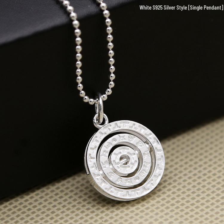 

Sterling Silver S925 Rotating Runic Pendant for Women 925 Silver