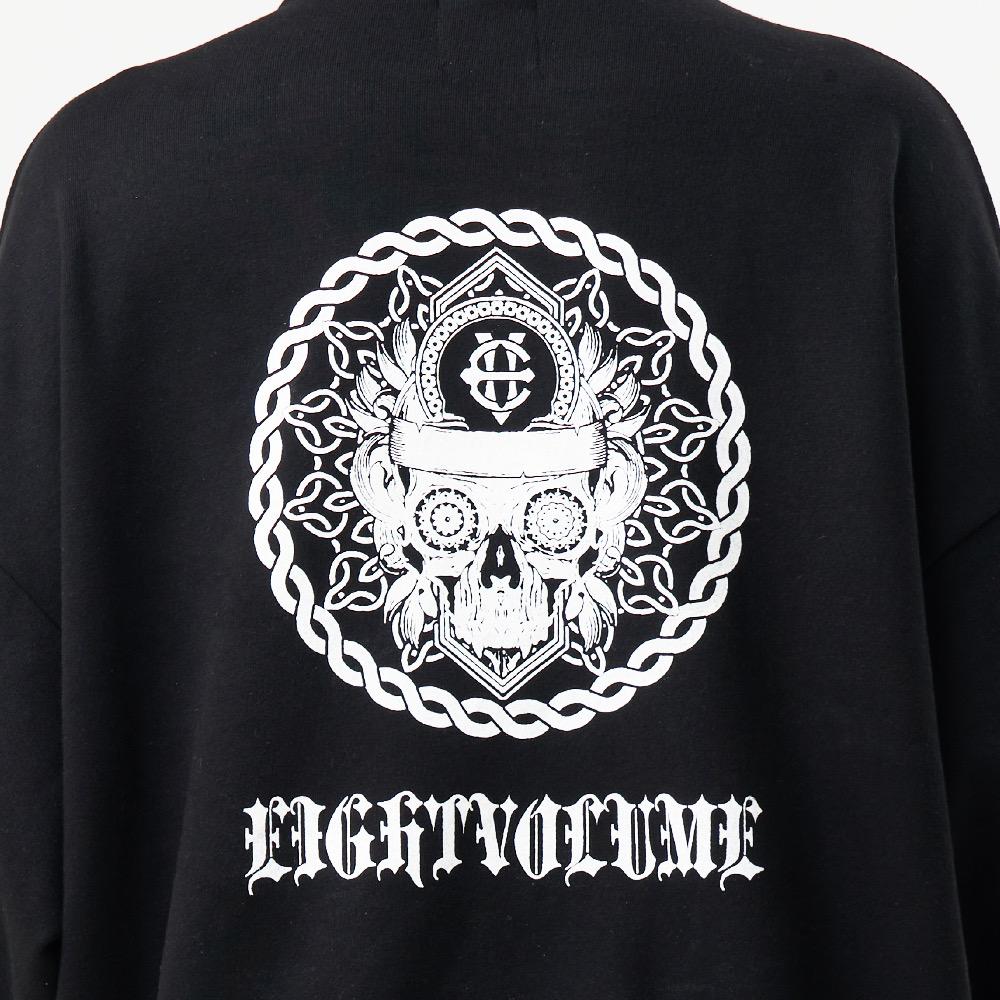 EIGHTVOLUME [Fleece-Lined] Ev Mandala Skull Oversized Sweatshirt