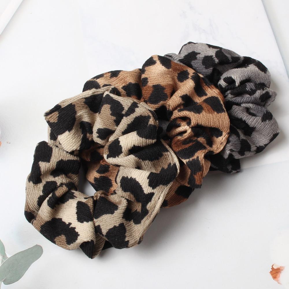 Leopardenmuster Scrunchie Kord Herbst Winter Kord Samt Einfarbiges Scrunchie Set Elastische Haarbänder Tierdruck Pferdeschwanz Haargummi Seil