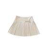 Plus Size Women's Woolen Pleated A-line Skirt with Bow - High Waist, Short, for Autumn/Winter