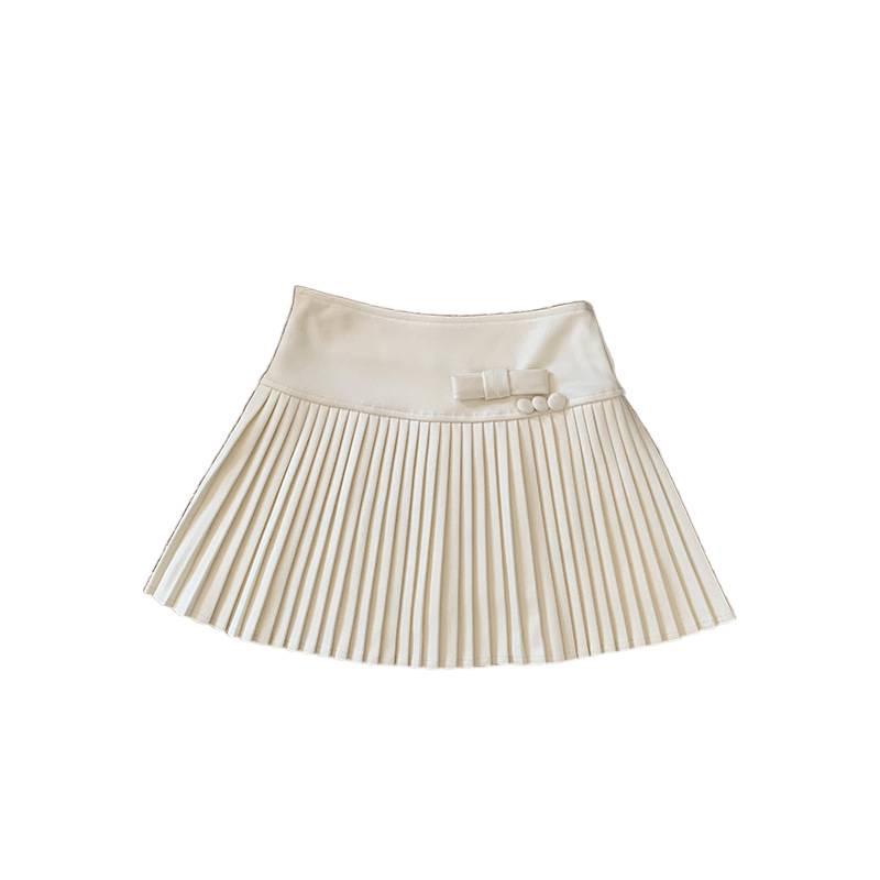 Plus Size Women's Woolen Pleated A-line Skirt with Bow - High Waist, Short, for Autumn/Winter