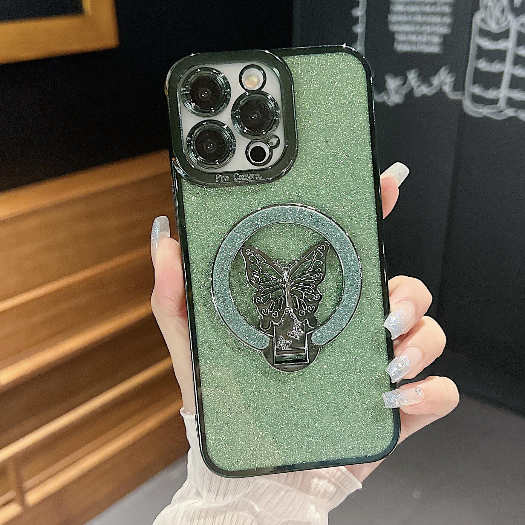 

For Apple 16 Electroplated Eye Glitter Butterfly Holder Phone Case Anti Drop for IPhone 15 Promax Protective Case For iPhone6/6s plus