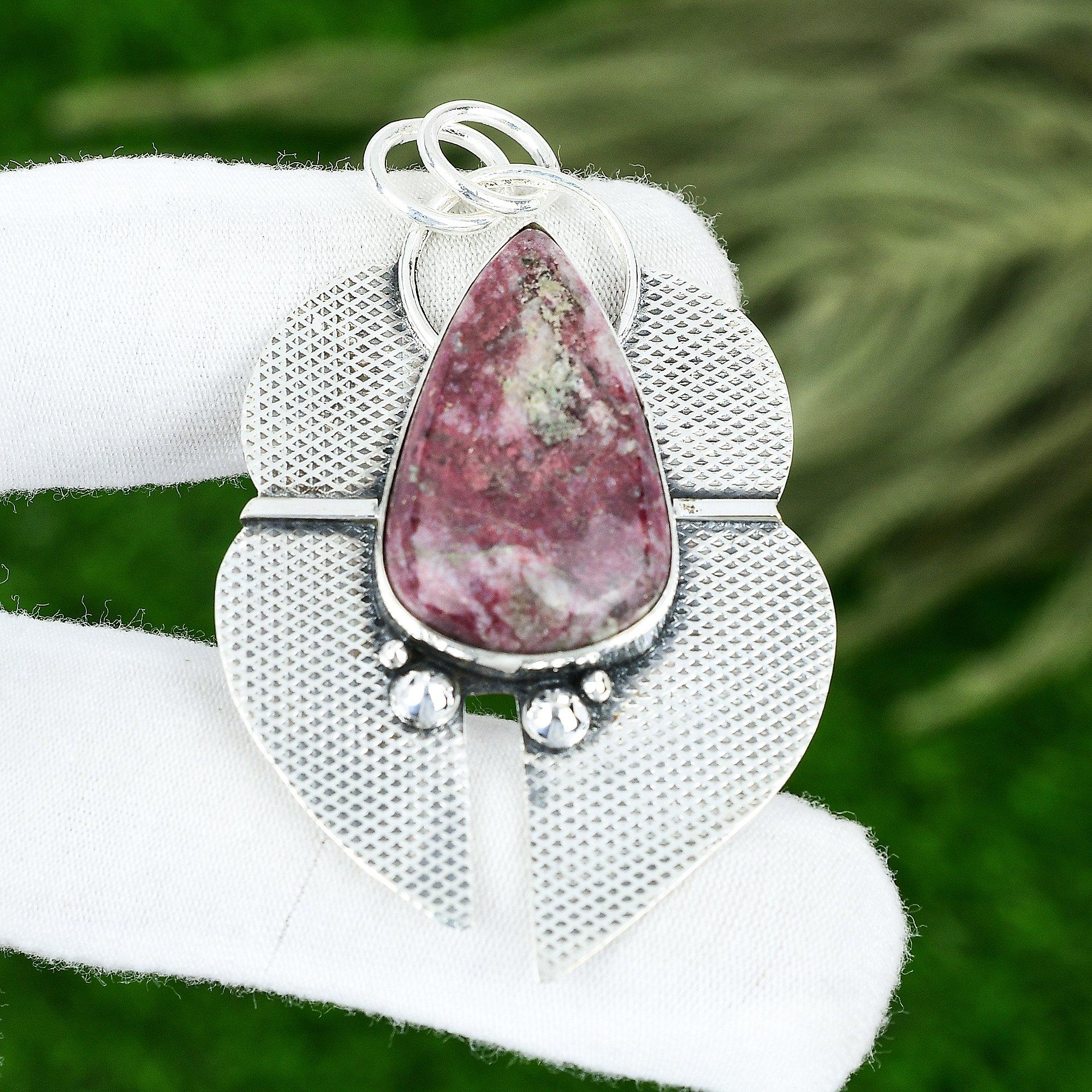 Сделка ко Дню памяти Серебро 925 пробы Тулит Драгоценный камень Безель Элегантный Новый Подвеска