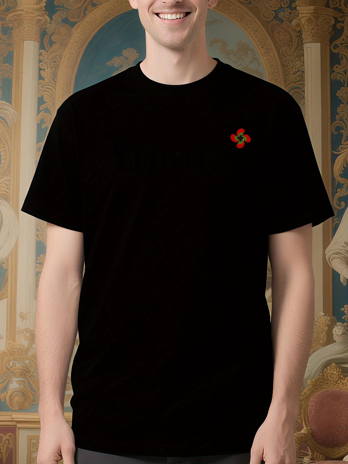 Basque Amatxi Lauburu Euskadi Tshirt - Black with Red Flo... XXXL