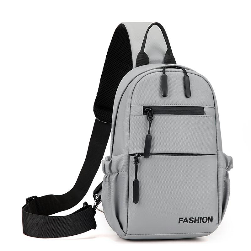 

Мужская водонепроницаемая оксфордская сумка кроссбоди на грудь, многофункциональная наплечная сумка-мессенджер для путешествий с отверстием для провода наушников (20cm Max Length 30cm) серый