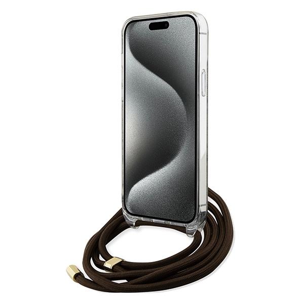 Guess Guhcp15Lhc4Sew Iphone 15 Pro 6.1 Brązowy/Brown Hardcase Crossbody Cord 4G Print