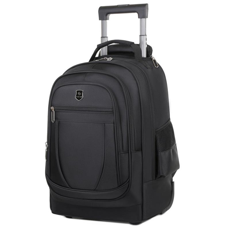 

Tie rod backpack School bag Large capacity Oxford cloth Light luggage bag Outdoor with wheels Business computer