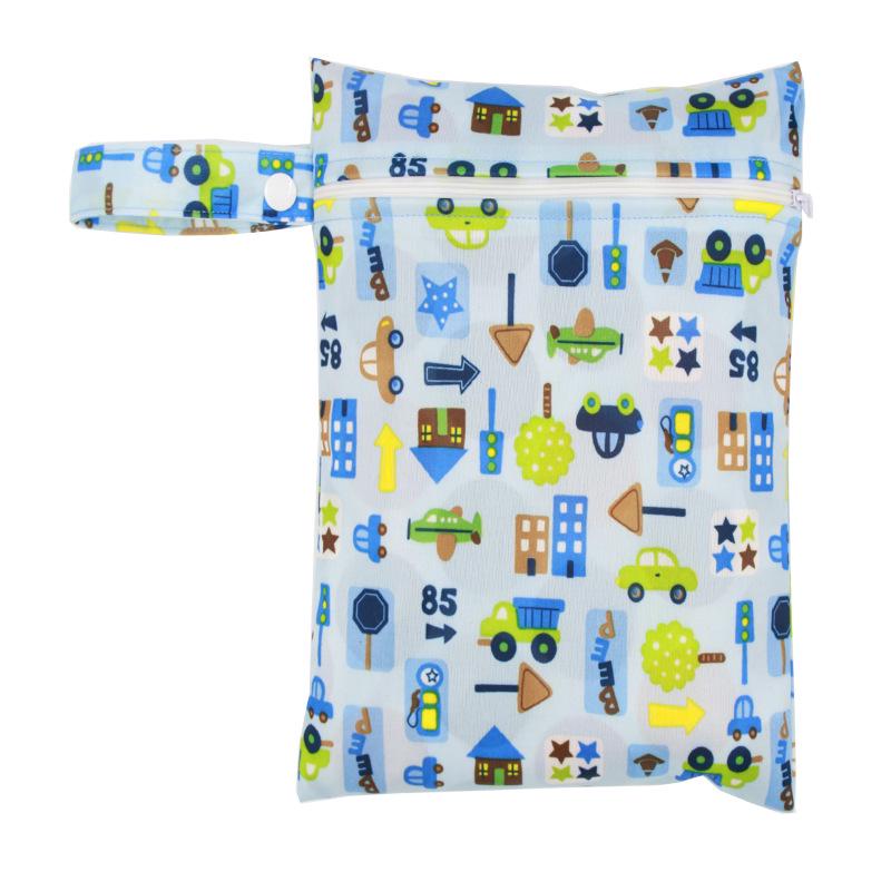 20x25CM Cartoon Print Waterproof Storage Bag - Single Pocket, Wet/Dry, for Baby Stroller
