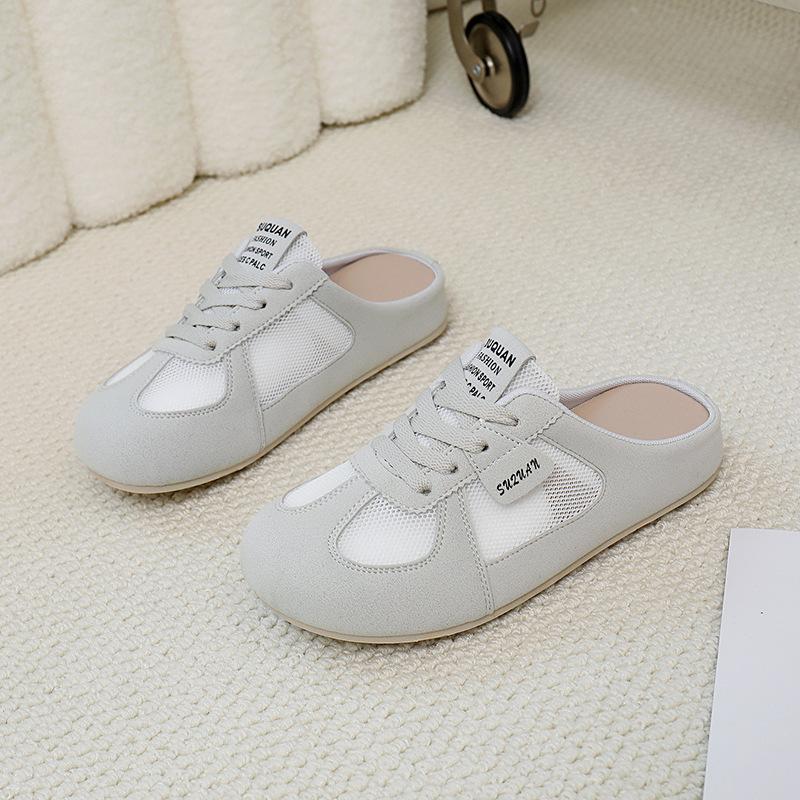 Summer New Women Mules Slippers Original Women Mesh Breathable Foot Clogs Sandals Outdoor Female Baotou Half Slipper Woman Shoes