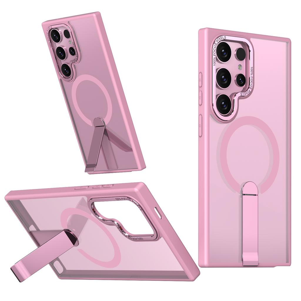 For Samsung S25 Ultra Phone Case, Transparent Vertical Magnetic Bracket, All Inclusive Anti Drop M06/M16 Protective Case