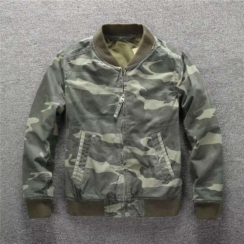 Men's Retro Camouflage Baseball Jacket - Autumn/Winter Collection