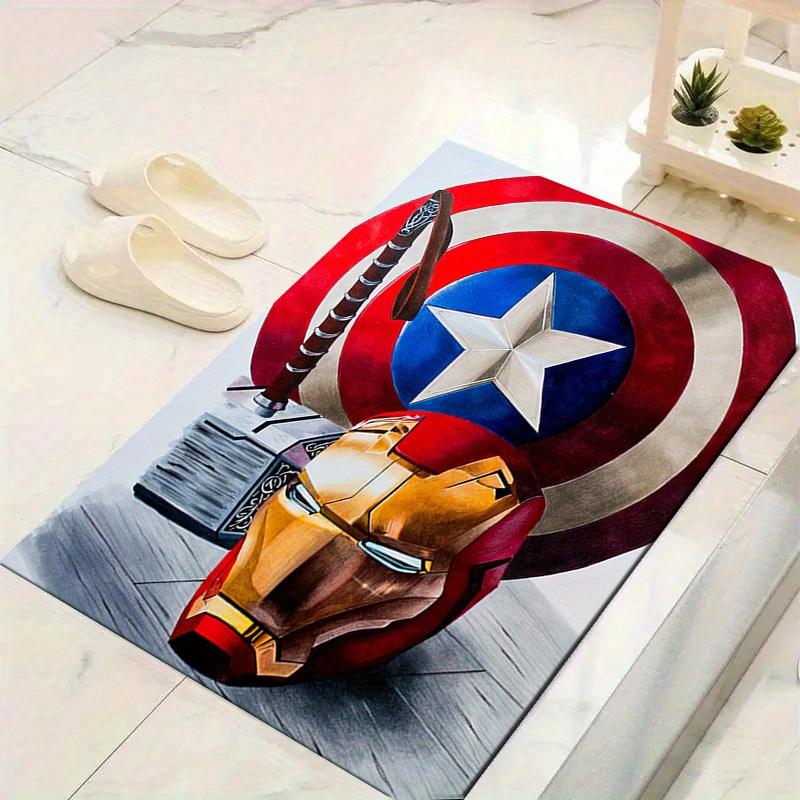 

1 шт. Коврик для пола Marvel Мстители Супергерои, Нескользящий коврик, Дизайн с персонажами мультфильмов, Мягкий велюр, Декор для комнаты, Моющийся 60cm by 90cm