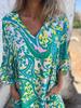 Vestido Longo Casual Soltinho com Decote V e Estampa Feminino 2025