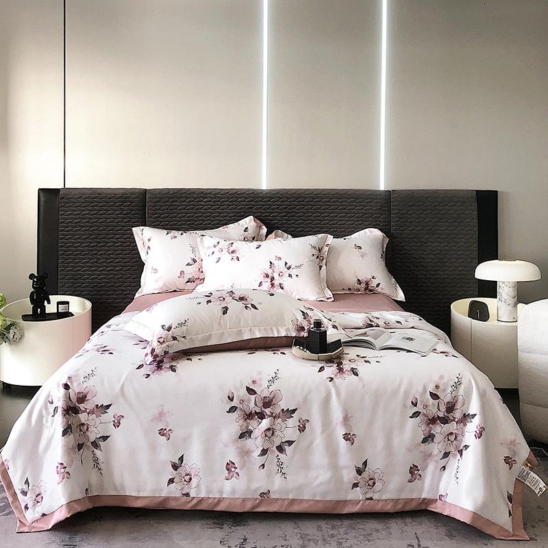 Piumone Estivo Sottile 4 pezzi Tessili per la Casa Lusso Leggero Coperta Estiva Fresca Taglia Queen Piumone per Aria Condizionata Set Lenzuolo Federe