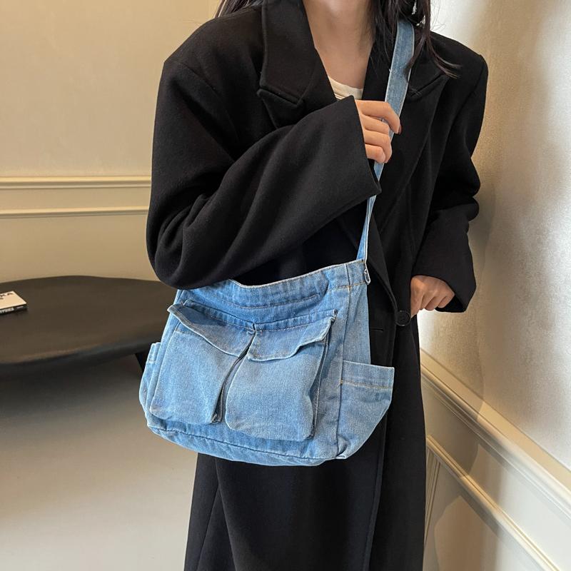 Women's Large Capacity Commuter Tote Bag Denim Shoulder Crossbody Bag