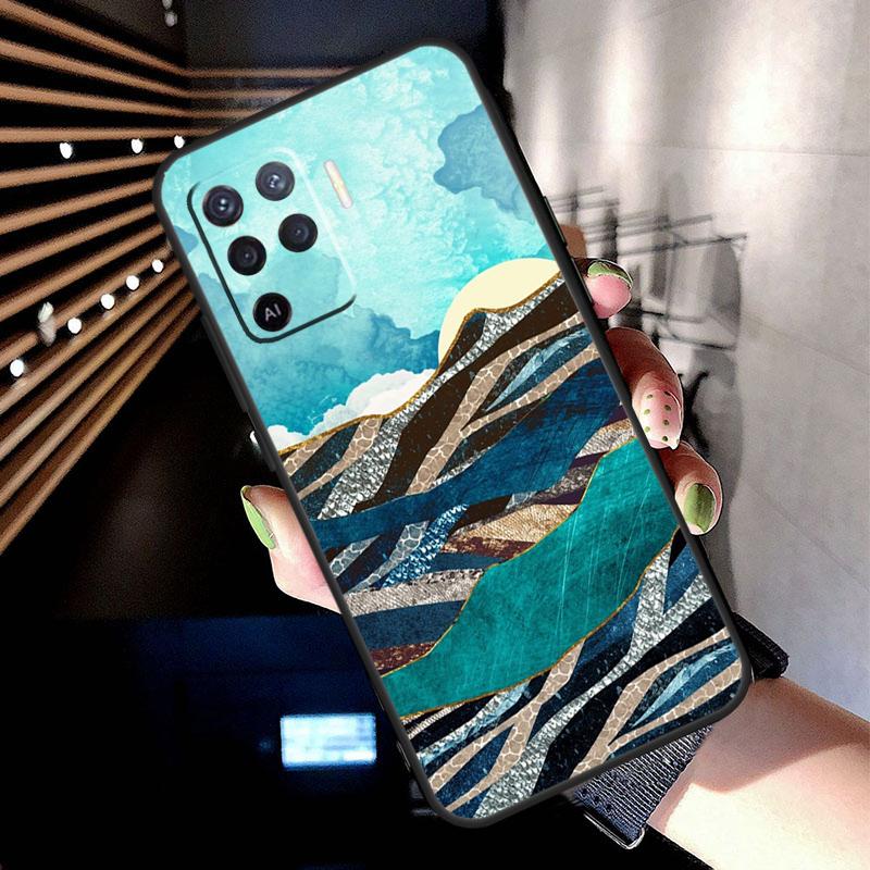 Goldene Landschaftsmalerei Hülle Für Oppo A38 A18 A78 A98 A58 A60 A80 A40 A96 A76 A16 A94 A74 A54 A15 A17 A57 A77 A5 Pro