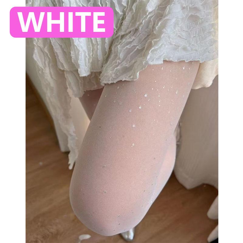 Девушка Тонкие Блестящие Прозрачные Инс Кавайные Колготки Шелк Нога Длинные Женские Ультра Прозрачные Блестящие Колготки Пайетки Милые Медиа One Size