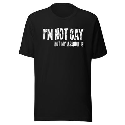 Camiseta de Humor para Adultos No Soy Gay Pero Mi Trasero es Manga Corta Cuello Redondo Top Camiseta Unisex