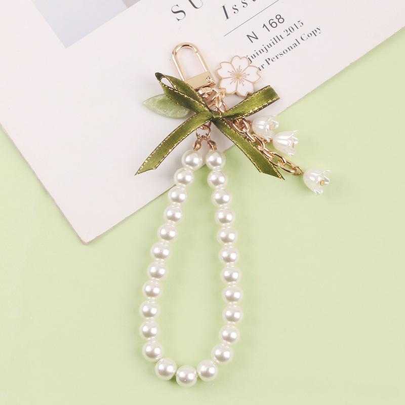 

Свежий и элегантный брелок в виде колокольчика-орхидеи для женщин, зеленый, нежный, имитация жемчуга, кожа, смола, сплав, брелок, ювелирные изделия, аксессуары, подарок белый