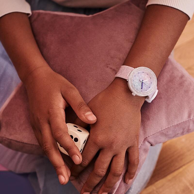 Dětské hodinky Swatch Flik Flak, měkká fialová, noční obloha, quartzové