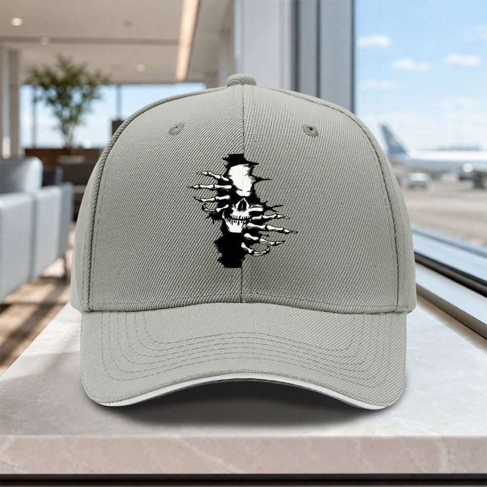 Adjustable Torn Skull Baseball Cap Lightweight Unisex Printed Hat for Outdoor Weddings Parties