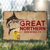 Northern Rustic Sign - Fish & Beer Metal Art - Unframed Decor for Garages & Man Caves - Stylish Font