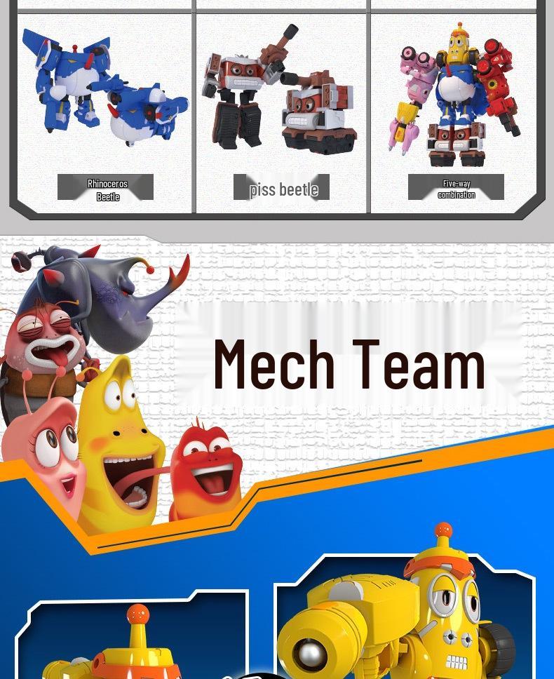 Laughing Larva Toys: Mecha Team Transforming Car-Robot Set for Boys