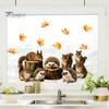 Creative Home Decor Gifts 2PCS Static Window Sticker, Squirrel And Hedgehog Printed, Autumn Forest Decals Theme Waterproof PVC Decal, for Glass Doors