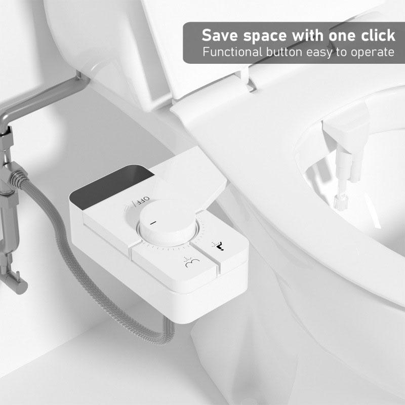 White Adjustable Bidet Attachment Water Pressure Non-Electric Ass Sprayer Ultra-Slim Toilet Seat Attachment Dual Nozzle Bidet