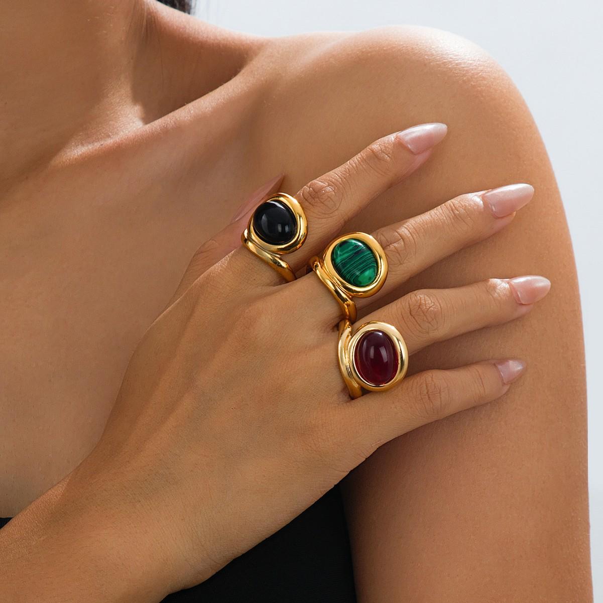 

Минималистичное ретро кольцо с камнем в корейском стиле, элегантная бижутерия с покрытием из 18-каратного золота и белого золота Size 8 зеленый цвет-серебро