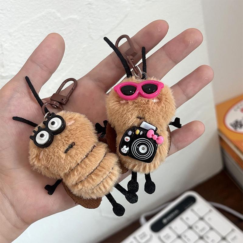 1/3Pcs Cute Cockroach Doll Keychain Creative Stuffed Animal Keyring School Bag Pendant Backpack Hanging Decoration Lovely Gift